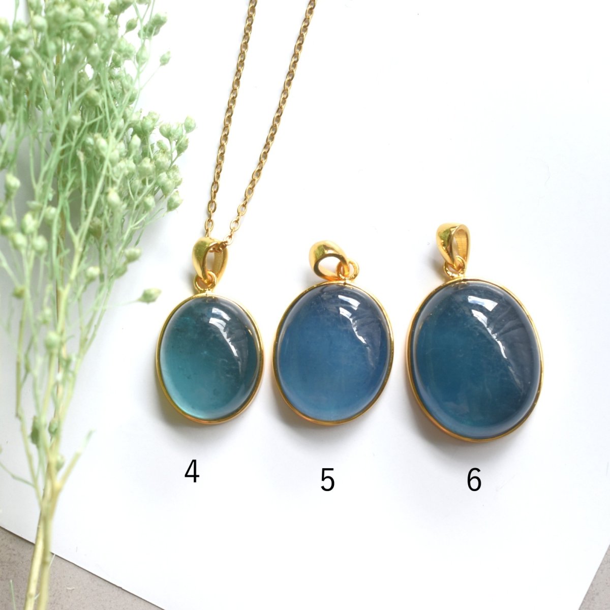 画像8:  春の新作【選べる】大粒！　サンタマリアカラー　アクアマリン　カボションペンダント　サージカルステンレスネックレス60cm　  (8)