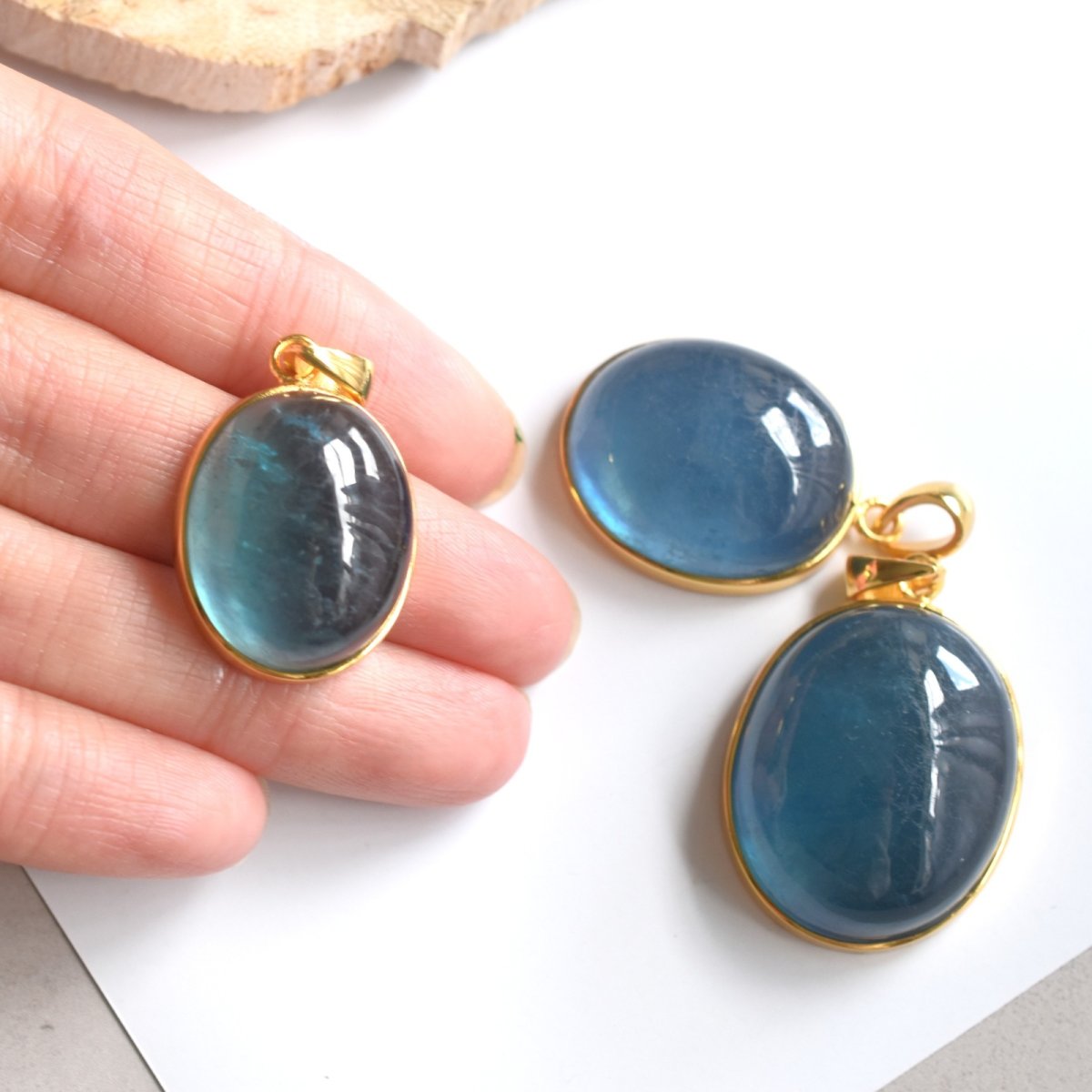 画像12:  春の新作【選べる】大粒！　サンタマリアカラー　アクアマリン　カボションペンダント　サージカルステンレスネックレス60cm　  (12)