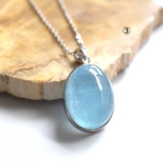 画像6:  春の新作【選べる】大粒！　サンタマリアカラー　アクアマリン　カボションペンダント　サージカルステンレスネックレス60cm　  (6)