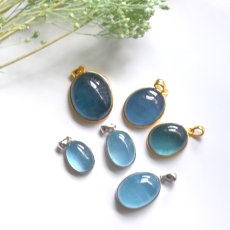 画像13:  春の新作【選べる】大粒！　サンタマリアカラー　アクアマリン　カボションペンダント　サージカルステンレスネックレス60cm　  (13)