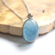 画像5:  春の新作【選べる】大粒！　サンタマリアカラー　アクアマリン　カボションペンダント　サージカルステンレスネックレス60cm　  (5)