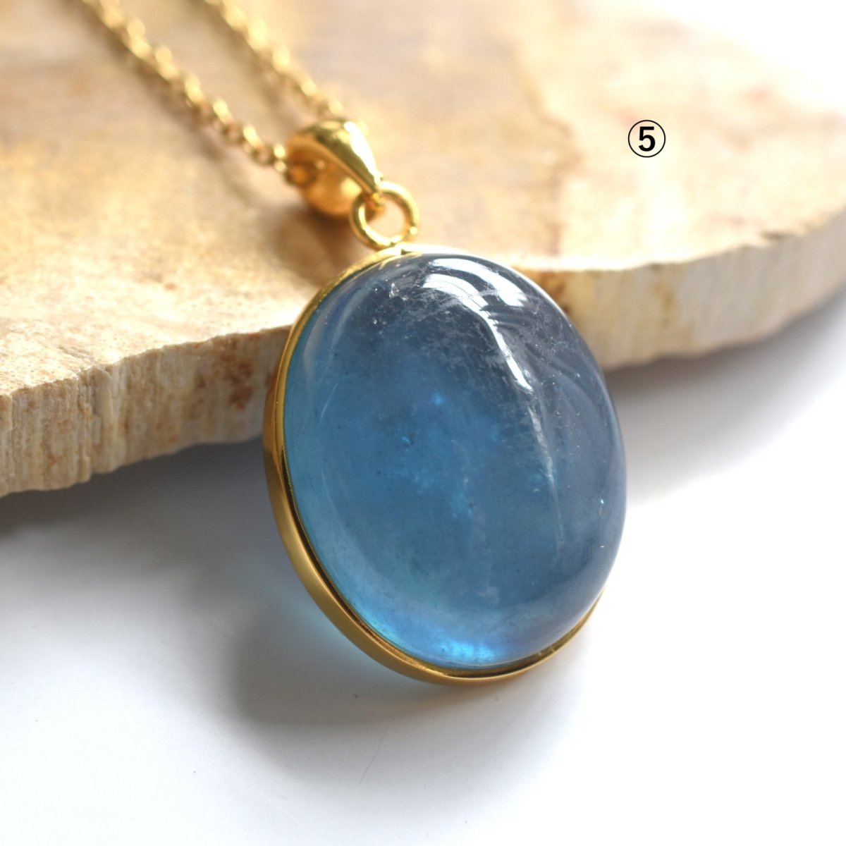 画像10:  春の新作【選べる】大粒！　サンタマリアカラー　アクアマリン　カボションペンダント　サージカルステンレスネックレス60cm　  (10)