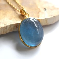 画像10:  春の新作【選べる】大粒！　サンタマリアカラー　アクアマリン　カボションペンダント　サージカルステンレスネックレス60cm　  (10)