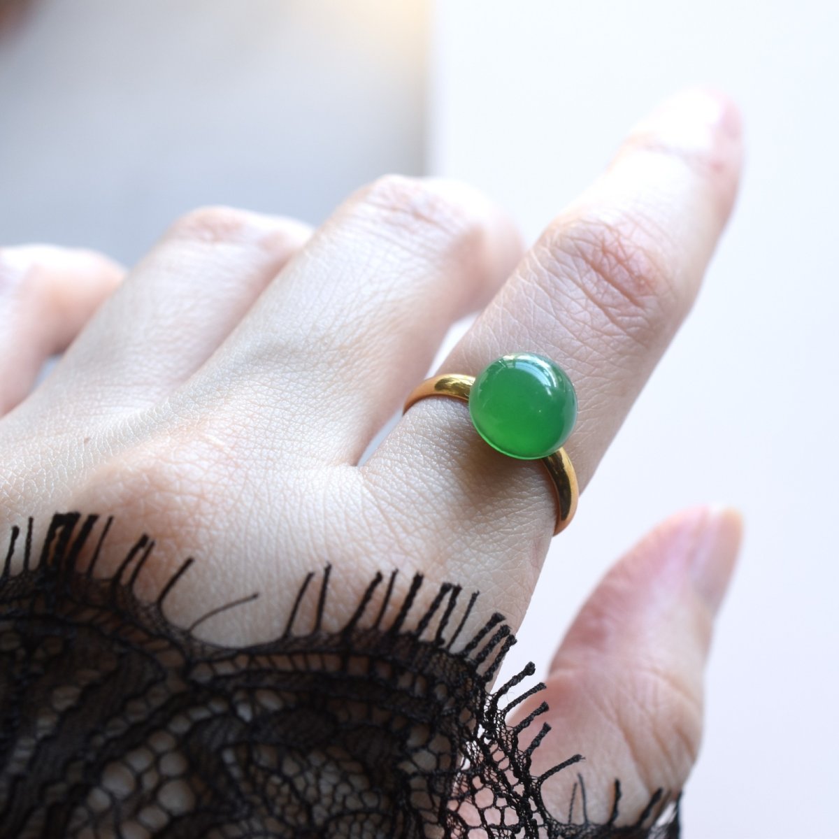 画像9: 春の新作【金属アレルギー対応】クローバーグリーン　グリーンオニキス　　SV・サージカルステンレス(指輪） (9)