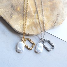 画像13:  春の新作【選べる】シンプル♪　淡水パール＆チャーム　長方形　サージカルステンレスネックレス  (13)