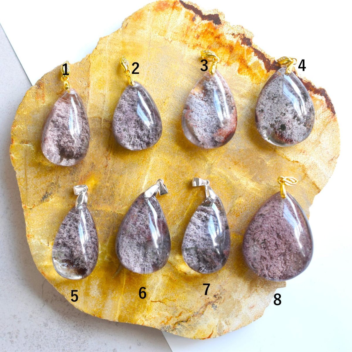 画像2:  春の新作【選べる】大粒！　桜の森　テラリウム　ガーデンクォーツ　ペンダント　サージカルステンレスネックレス60cm　  (2)