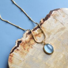 画像8:  新カラー再入荷！【限定数】アクアマリンカラー　ブルーキャッツアイクォーツ　サージカルステンレス　ネックレス (8)