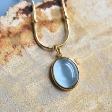 画像6:  新カラー再入荷！【限定数】アクアマリンカラー　ブルーキャッツアイクォーツ　サージカルステンレス　ネックレス (6)
