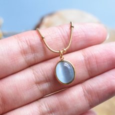 画像9:  新カラー再入荷！【限定数】アクアマリンカラー　ブルーキャッツアイクォーツ　サージカルステンレス　ネックレス (9)