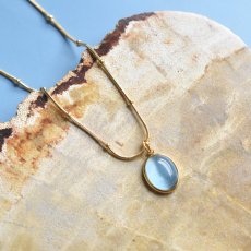 画像5:  新カラー再入荷！【限定数】アクアマリンカラー　ブルーキャッツアイクォーツ　サージカルステンレス　ネックレス (5)