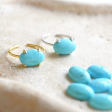 画像1: 夏の新作【残り29・金属アレルギー対応】天然　ターコイズ　カボション　オーバル　SV・サージカルステンレス(指輪） (1)