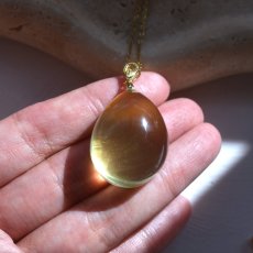 画像7: 秋の新作【各１点もの】超大粒　つるりん　レモンクォーツ 　サージカルステンレスネックレス60cm (7)