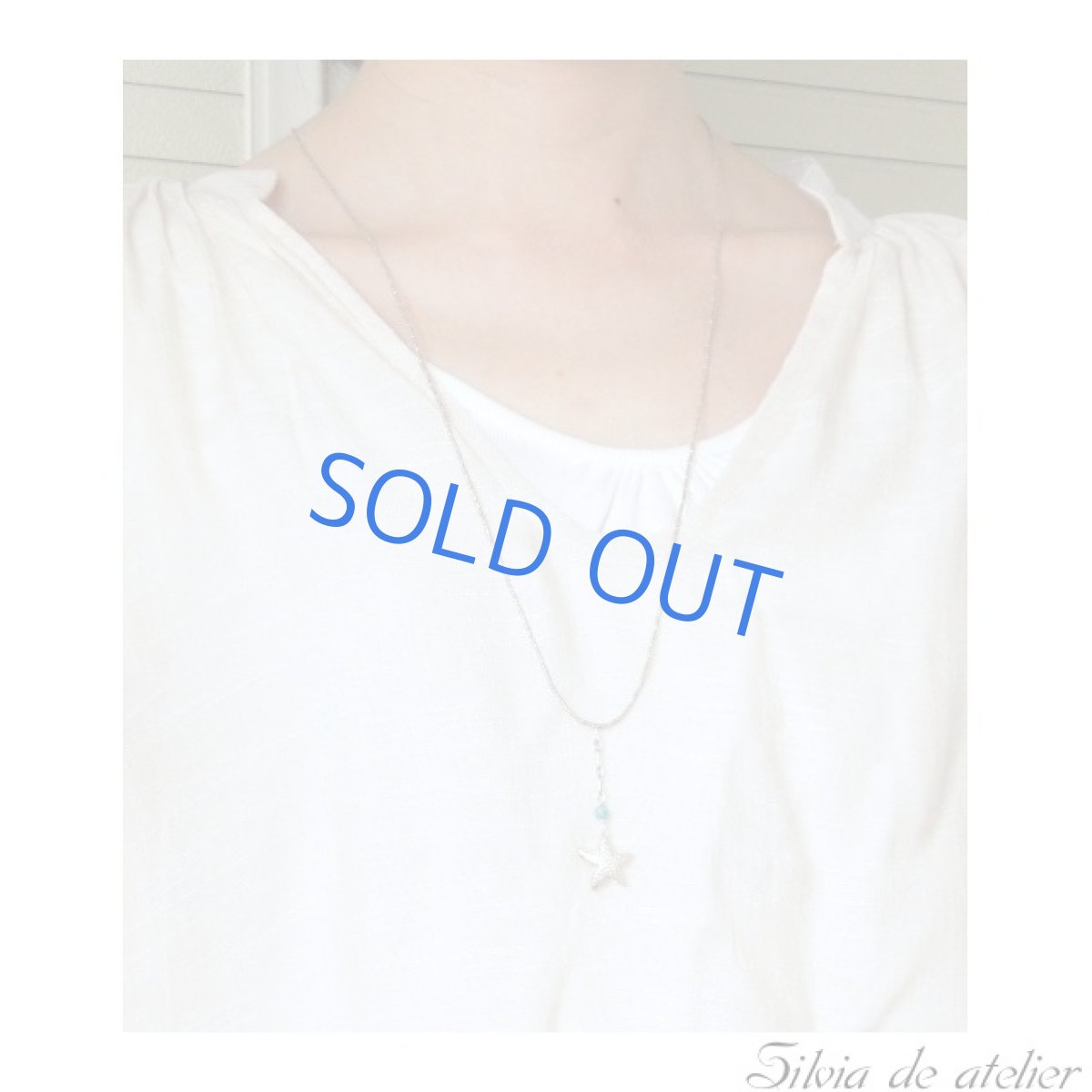 画像3: カレンシルバー モスアクアマリン・スターフィッシュロザリオ3WAYネックレス (3)