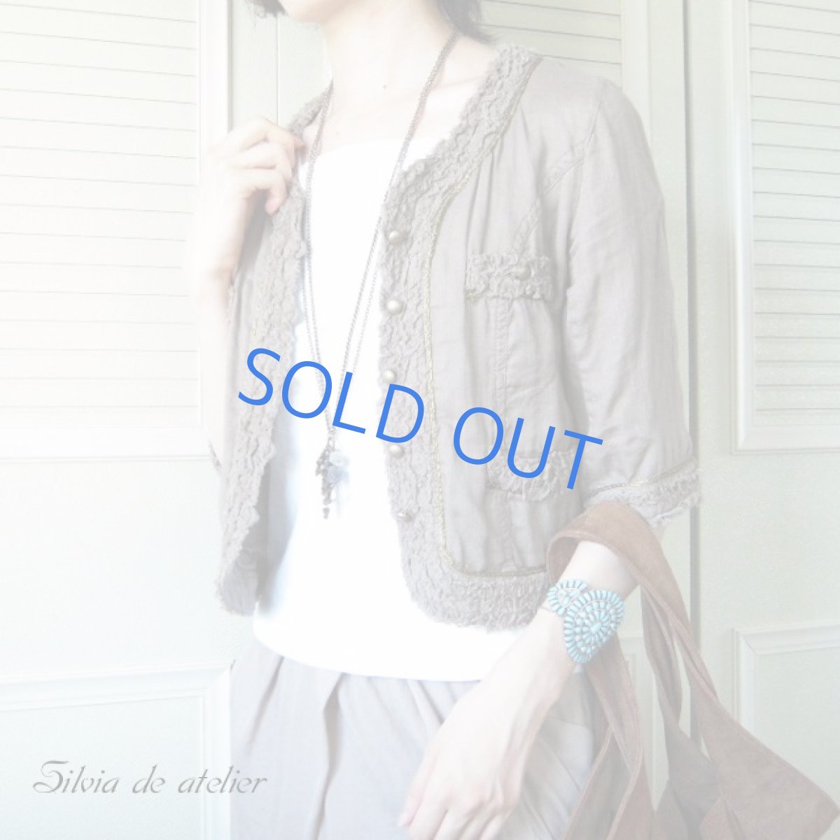 画像2: オリーブ★ヴィンテージリーフチャーム チェーンリボンネックレス (2)