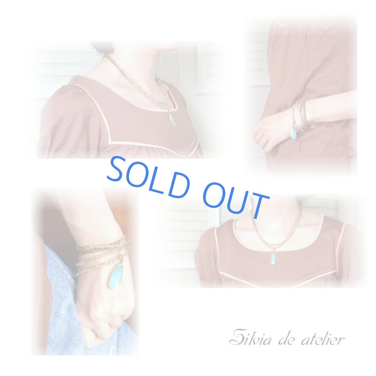 画像3: チェコガラス4WAY ターコイズチャーム付ロングネックレス(多連ブレスレット) (3)