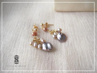 画像2: 淡水パール×ケシパール　スタッドピアス