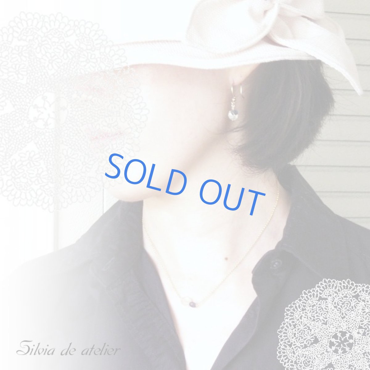 画像2: プレナイト×アイオライトタンブル 14kgfピアス (2)