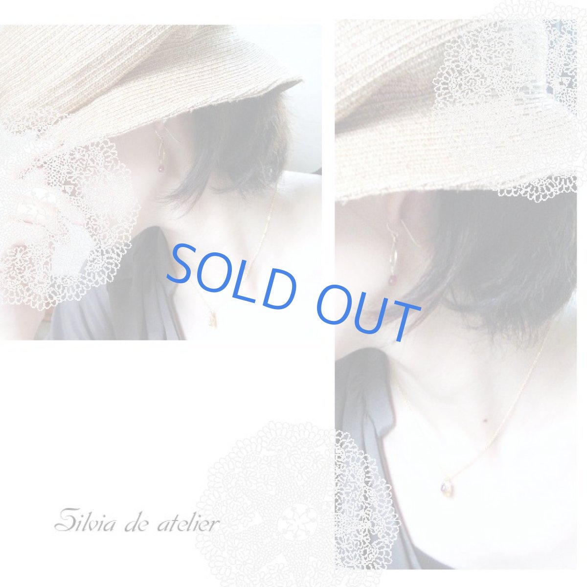 画像2: ロードライトガーネットティアドロップ 14kgfフックピアス (2)