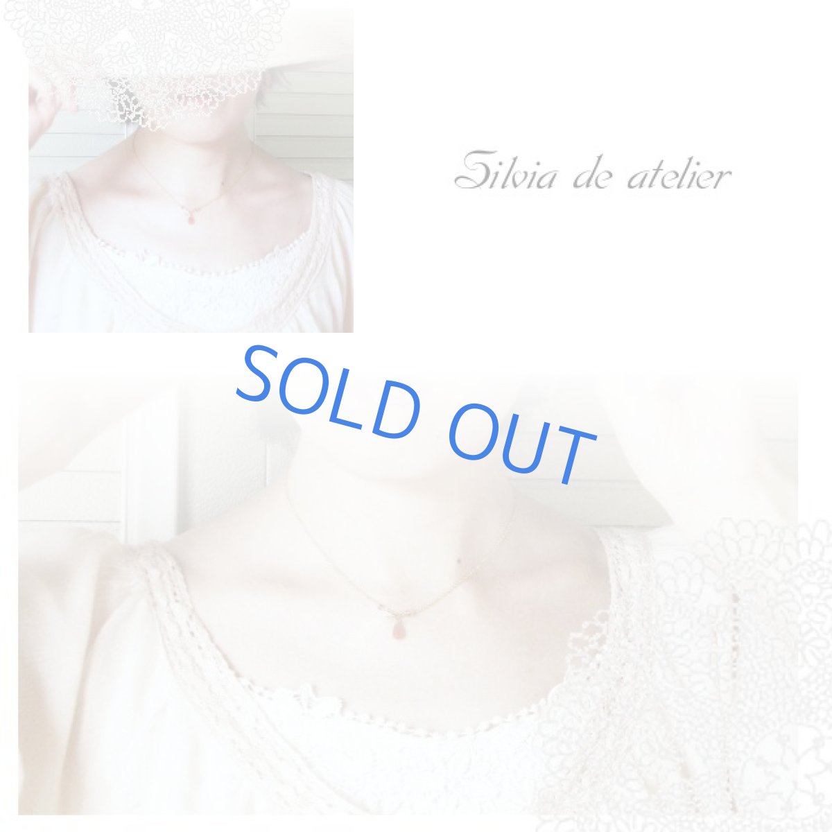 画像2: プチリボン×インカローズ アシンメトリー14kgfネックレス (2)