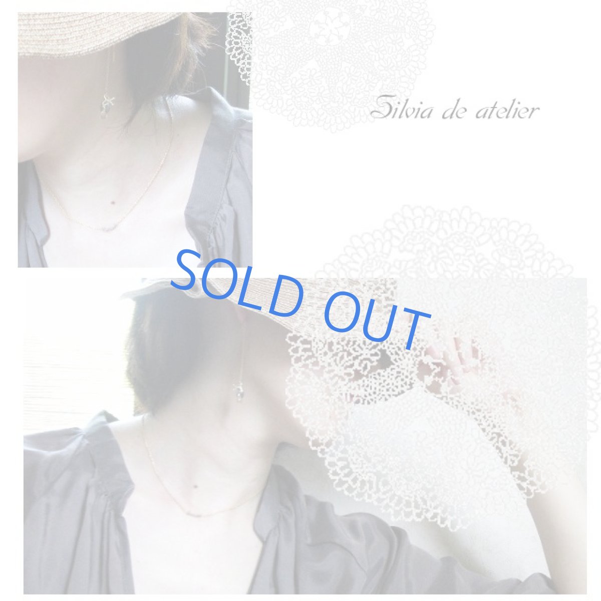 画像2: ラブラドライト×リボンチャーム アメリカンピアス (2)