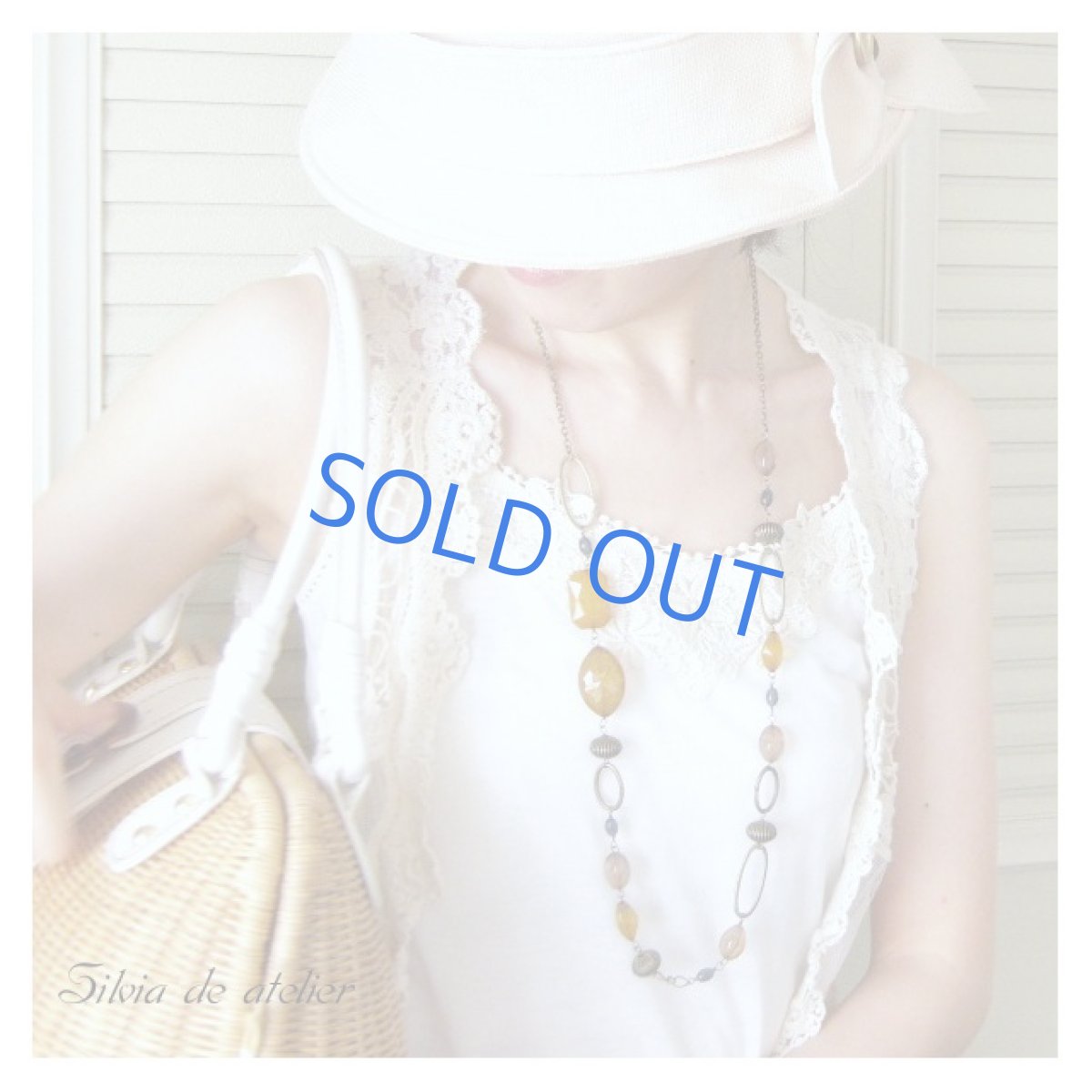 画像2: イエロー×ブラックアクリル ロングデザインネックレス (2)