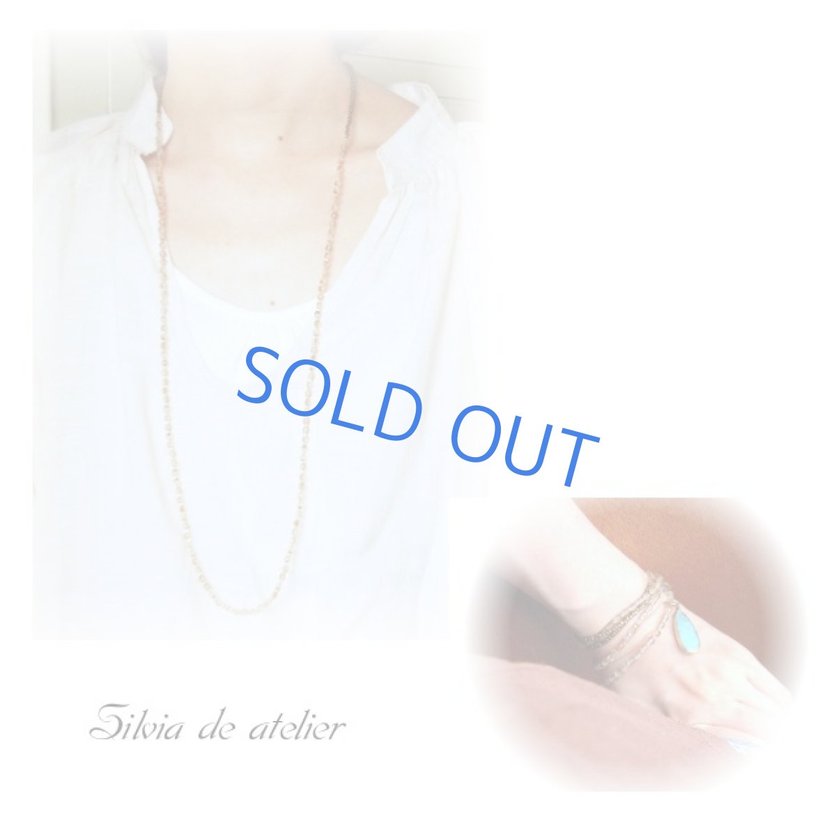 画像4: チェコガラス4WAY ターコイズチャーム付ロングネックレス(多連ブレスレット) (4)