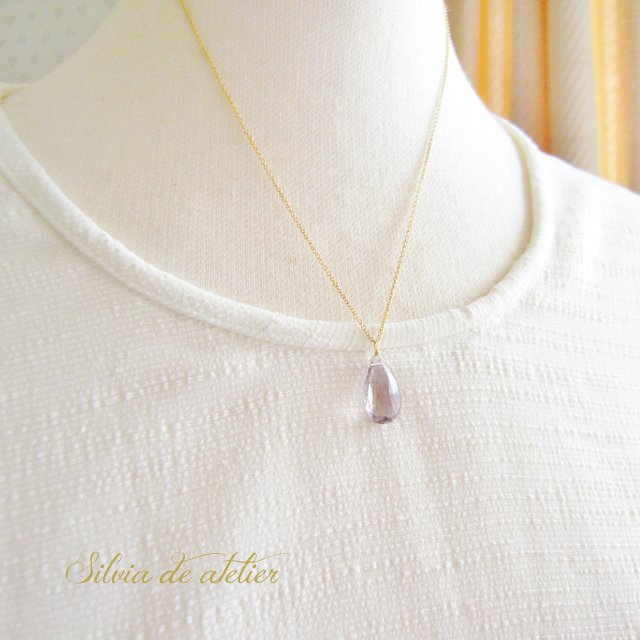 宝石質フローライト モーブパープル LLサイズ 14kgf チェーンネックレス Silvia de atelier